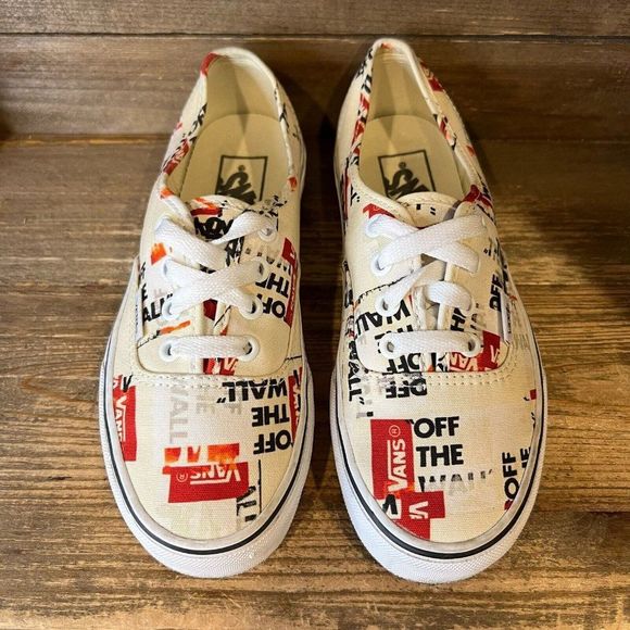 Womens Vans Era Beige‎ Red Off The Wall All Over Print Sneakers Shoes Size 5.5 - Picture 3 of 6
